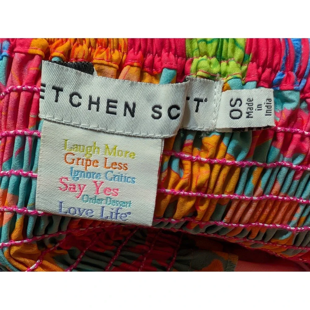 Gretchen Scott Coral Reef‎ Smocked Waist Dress/Skirt OS One Size Pink Colorful